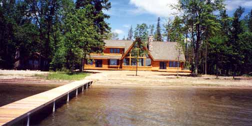 waterfront log home